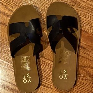 Black slide sandals